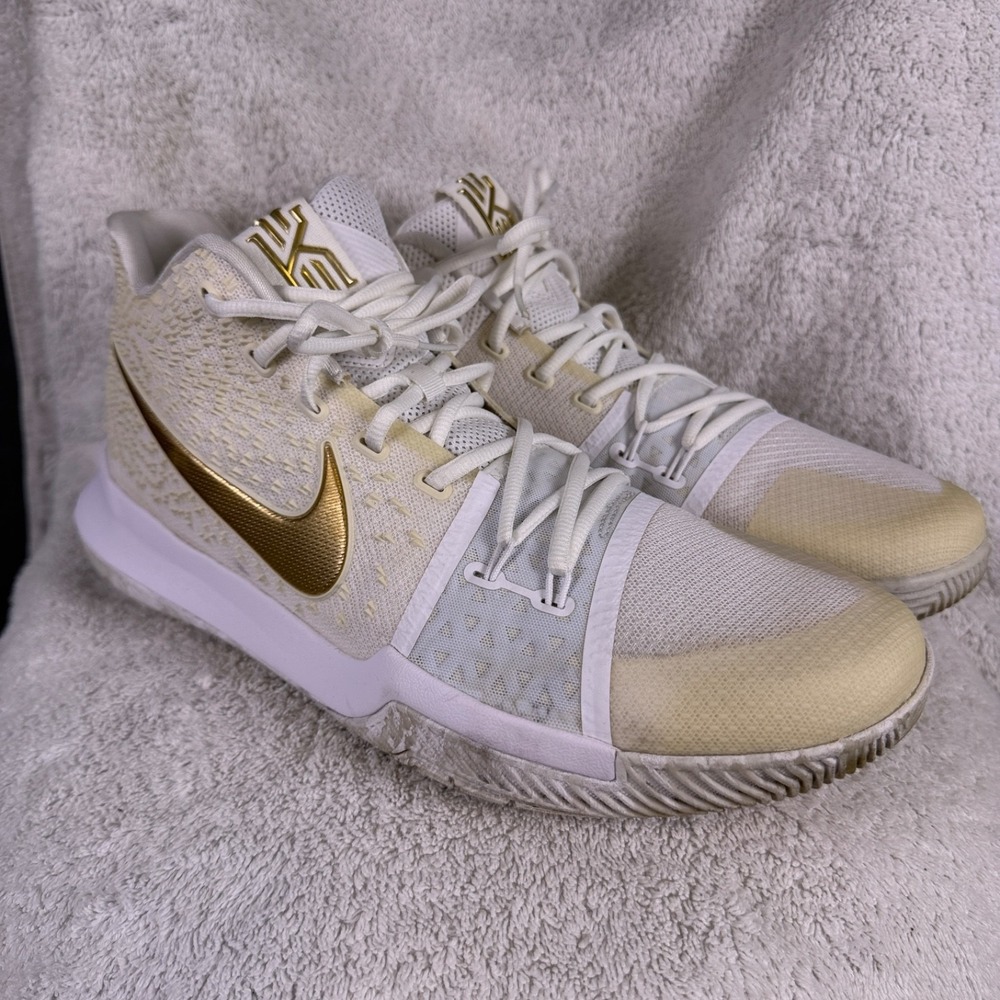 Nike Kyrie 3 "Finals" White/Metallic Gold 852395-902 Men's Size 14 Read!
